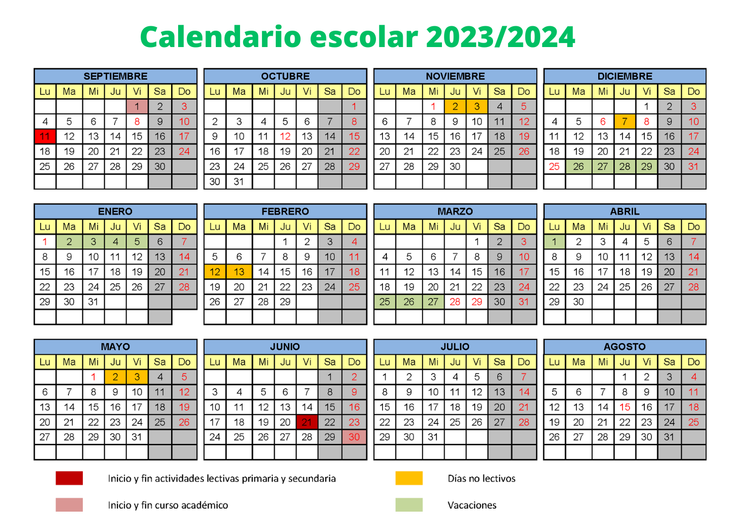 Suavemente Monica Gladys calendario escolar del 2024 Durante novedad